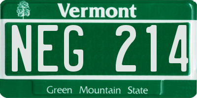 VT license plate NEG214