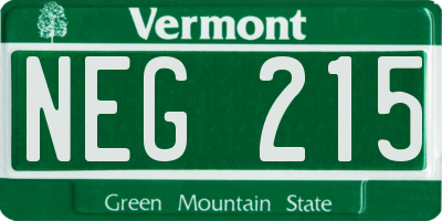 VT license plate NEG215