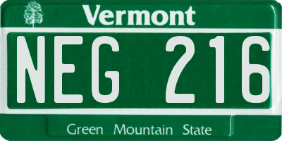 VT license plate NEG216