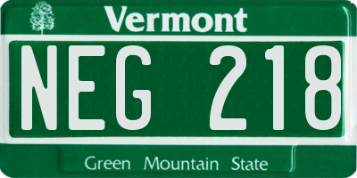 VT license plate NEG218