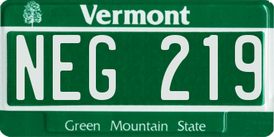 VT license plate NEG219
