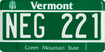 VT license plate NEG221