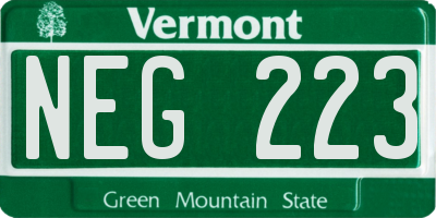 VT license plate NEG223