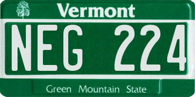 VT license plate NEG224