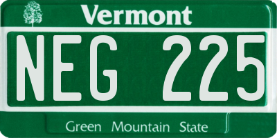 VT license plate NEG225