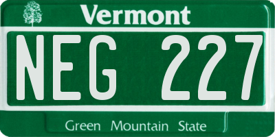 VT license plate NEG227