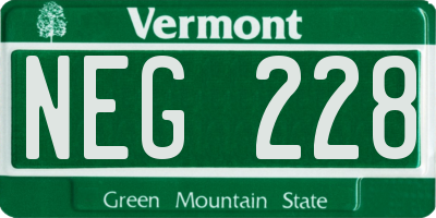 VT license plate NEG228