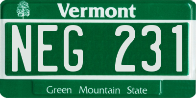 VT license plate NEG231