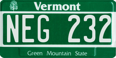 VT license plate NEG232