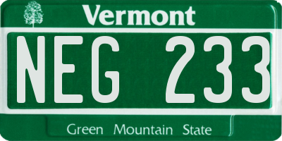 VT license plate NEG233