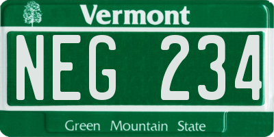 VT license plate NEG234