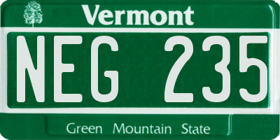 VT license plate NEG235