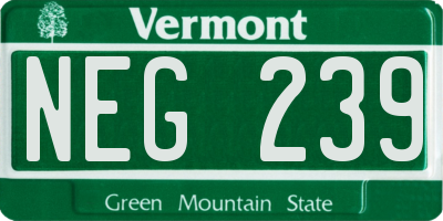 VT license plate NEG239