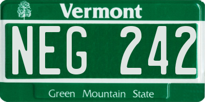 VT license plate NEG242
