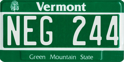 VT license plate NEG244