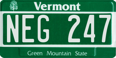 VT license plate NEG247