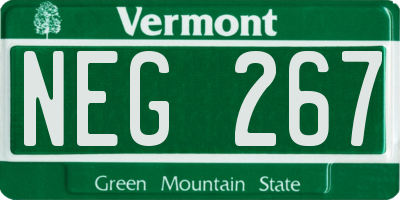 VT license plate NEG267