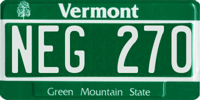 VT license plate NEG270