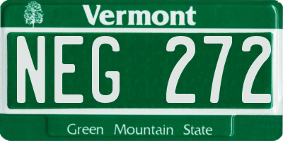 VT license plate NEG272