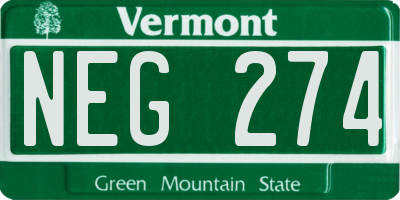 VT license plate NEG274