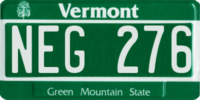 VT license plate NEG276