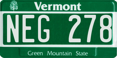 VT license plate NEG278
