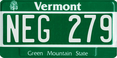 VT license plate NEG279