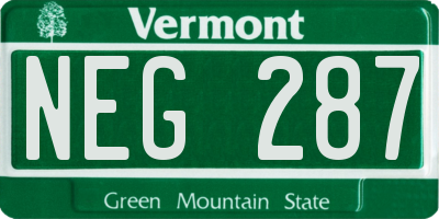 VT license plate NEG287