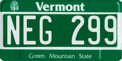 VT license plate NEG299