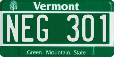 VT license plate NEG301