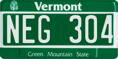 VT license plate NEG304