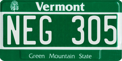 VT license plate NEG305