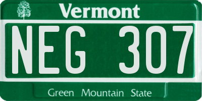 VT license plate NEG307