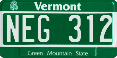 VT license plate NEG312
