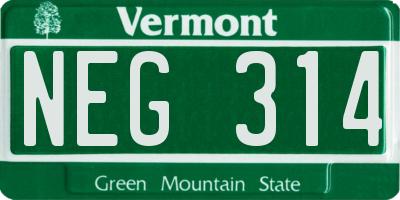 VT license plate NEG314