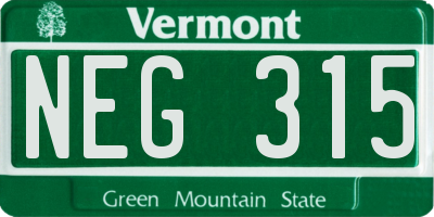 VT license plate NEG315