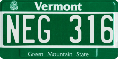 VT license plate NEG316