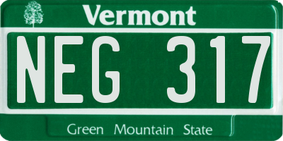 VT license plate NEG317
