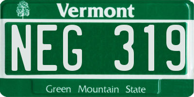 VT license plate NEG319