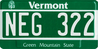 VT license plate NEG322