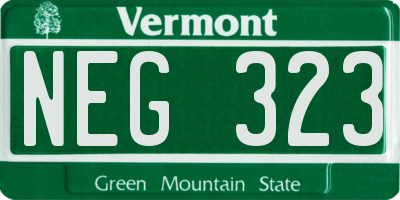 VT license plate NEG323