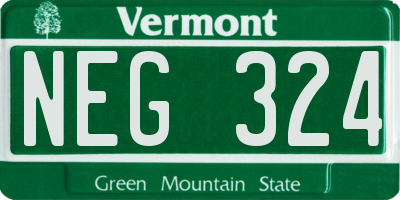 VT license plate NEG324