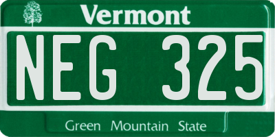 VT license plate NEG325