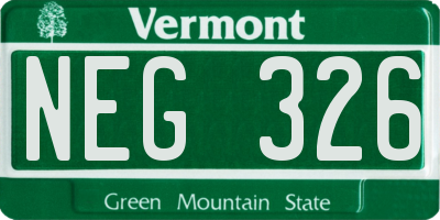 VT license plate NEG326