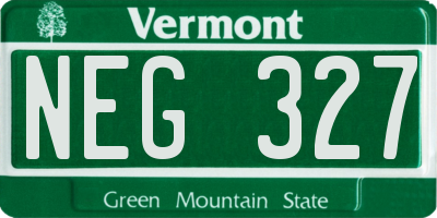 VT license plate NEG327