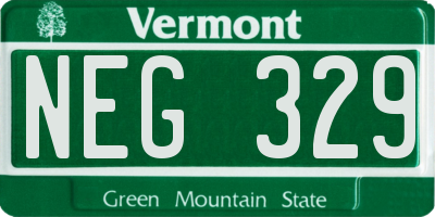 VT license plate NEG329