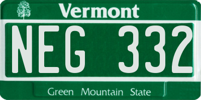 VT license plate NEG332