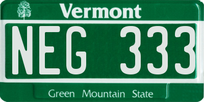VT license plate NEG333