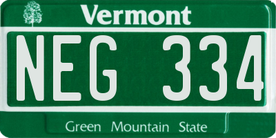 VT license plate NEG334