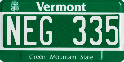 VT license plate NEG335